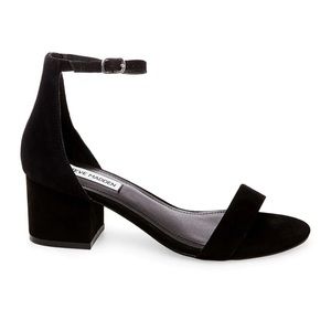 Steve Madden Ireneew Black Suede (Short Black Heel)